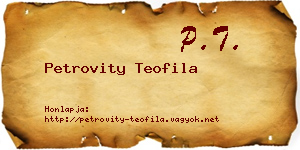 Petrovity Teofila névjegykártya